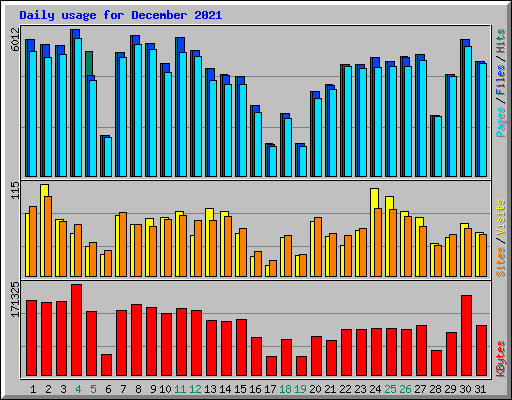 Daily usage for December 2021